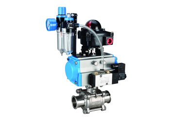 卫生级气动球阀-气动快装三片式球阀