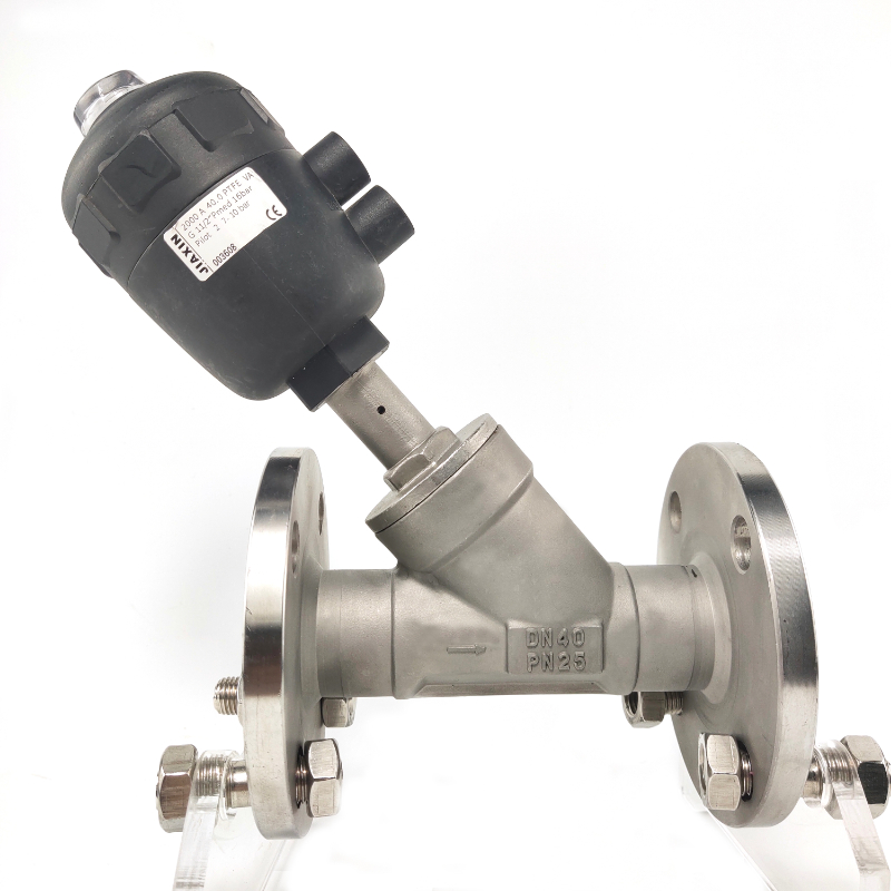 气动塑料头法兰角座阀