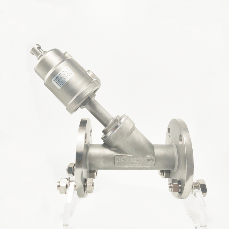 全不锈钢气动法兰角座阀