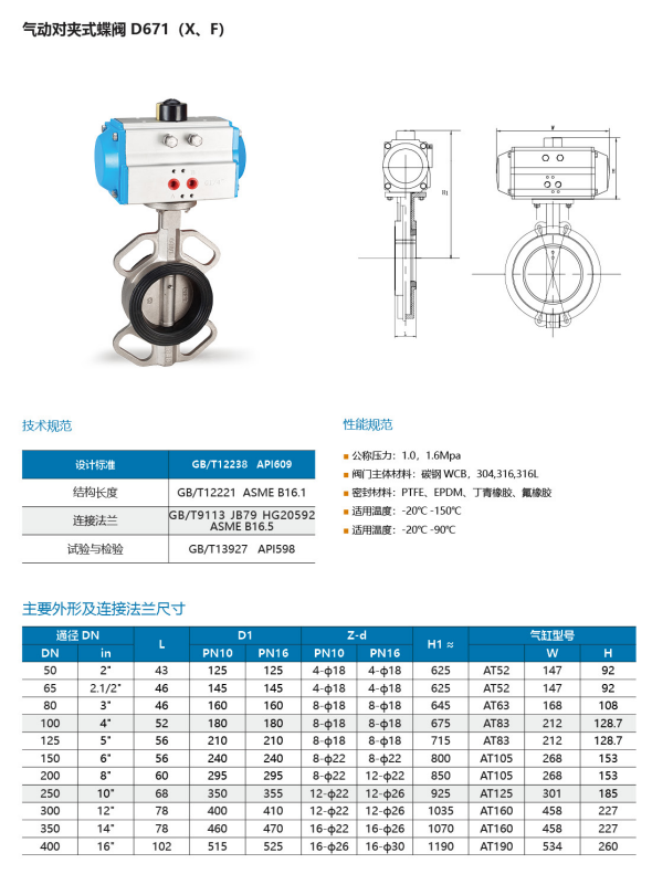 卫生级气动蝶阀-气动衬胶对夹蝶阀